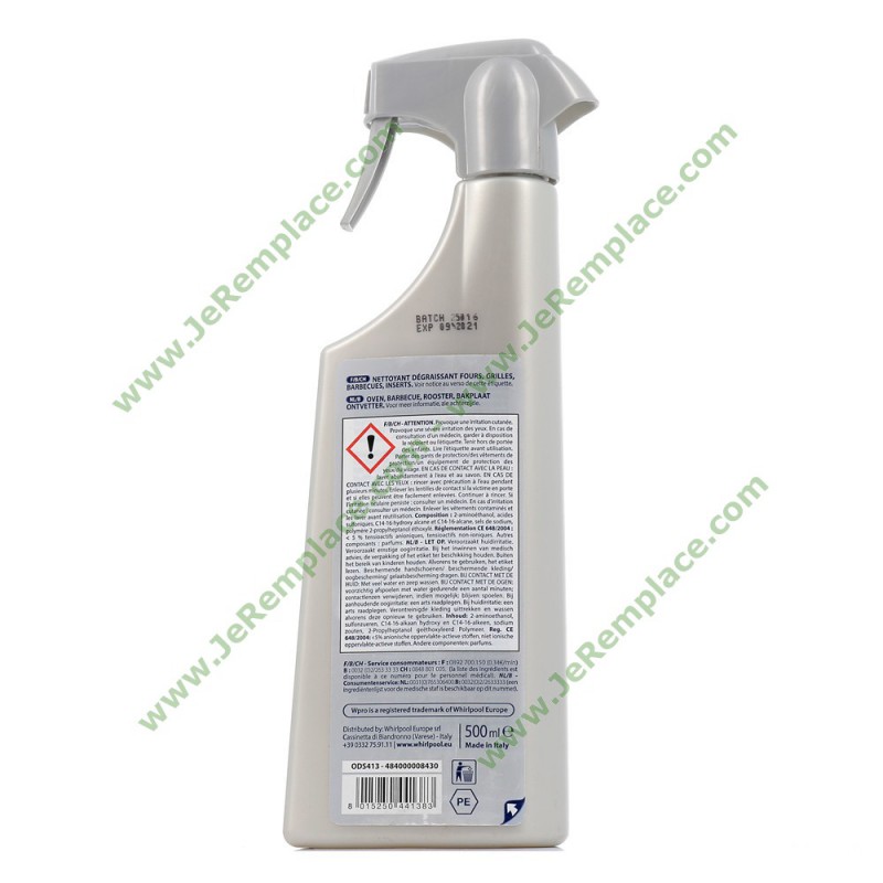 WPRO produit entretien (nettoyeur - spray 500ml) pour friteuse sans huile  484000008805, OIR016