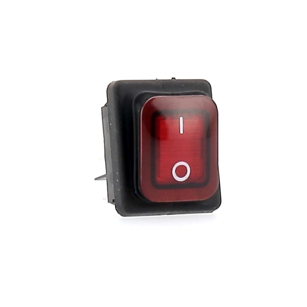 Interrupteur à Bascule 30x22mm Rouge 2NO 250V 16A Lumineux 0-I Raccord
