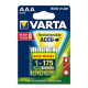 Lot de 4 piles AAA Ni-mh 800mah 1.2v rechargeable VARTA battery
