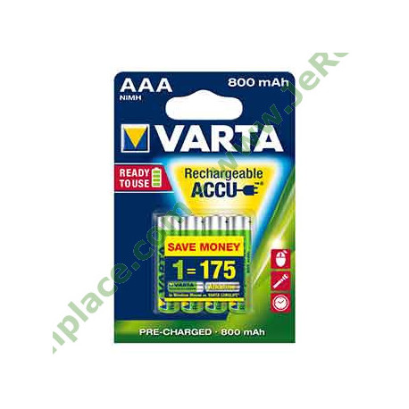 Lot de 4 BTY AAA Ni-mh 800mah 1.2v rechargeable VARTA battery