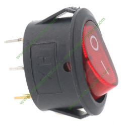 interrupteur lumineux ovale rouge à 3 cosses