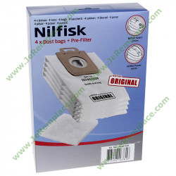 Boite 4x sacs à poussière 128389187 pour aspirateur nilfisk original