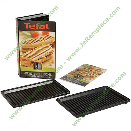 Lot de 2 Plaques grill panini XA800312 pour gaufrier, croque-monsieur