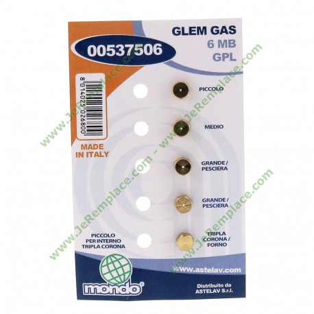 Set de 5 buses de gaz propane/butane 6MB pour four à gaz Glem