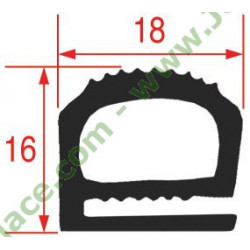 JOINT PORTE DE FOUR noir en élastomère siliconé profil 18x16 mm