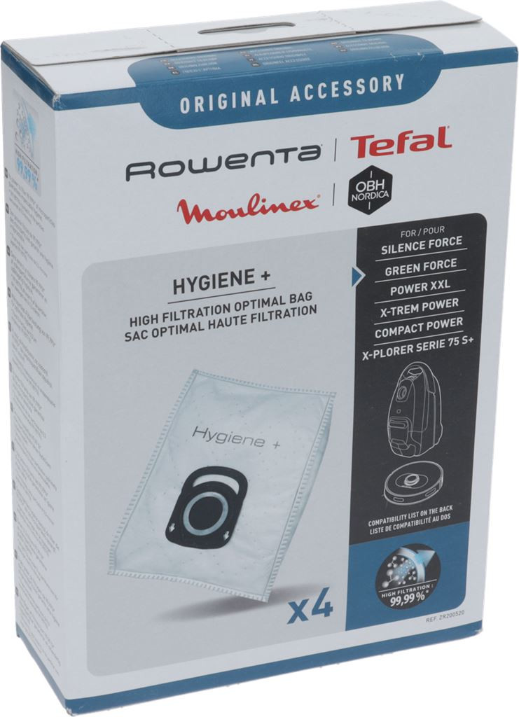 Rowenta Lot De 4 Sacs Hygiène+, Compatibles Avec Les Aspirateurs