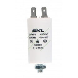 Condensateur permanent 3 Micro-Farads Max 450 Volts pour moteur