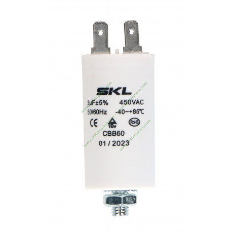 3 Micro-Farads Condensateur permanent Max 450 Volts pour moteur