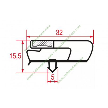 Joint à encastrer 392X587mm Fagor 12038156 pour armoire réfrigérée