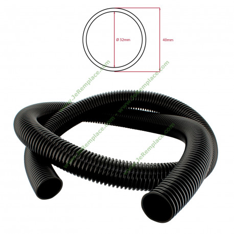 Tuyau flexible noir diamètre 32 mm intérieur 40 mm extérieur pour aspirateur (vendu à la coupe)
